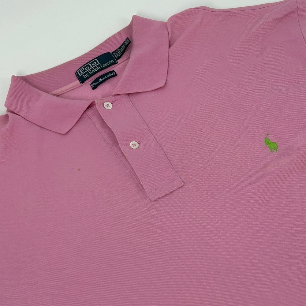 Polo Ralph Lauren Polo Shirt Mens XLT Pink Pima Stretch Mesh Short‎ Sleeve Pony